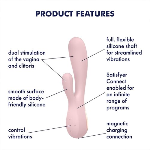 Satisfyer Rabbit vibrator Mono Flex APP roza Slike