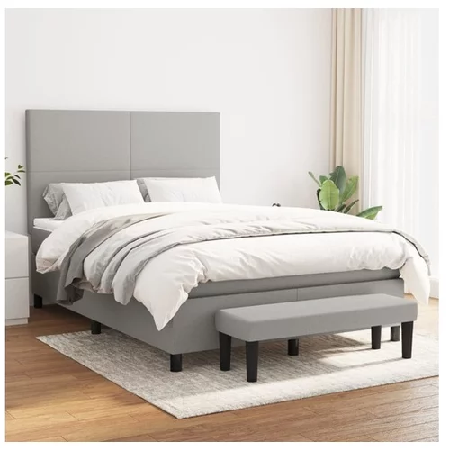  Box spring postelja z vzmetnico svetlo siva 140x200 cm blago