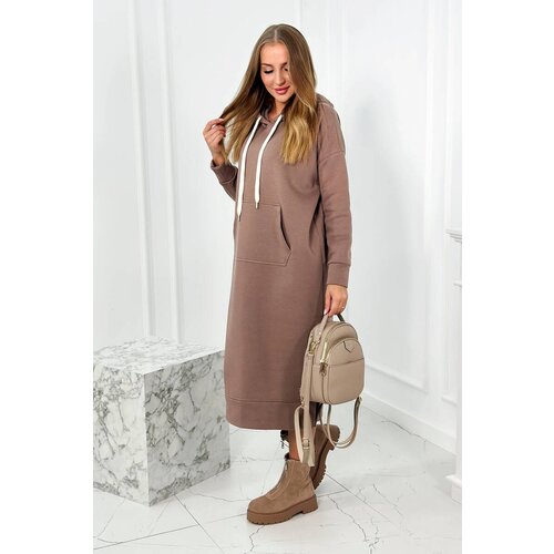 Kesi Long dress with mocca hood Slike