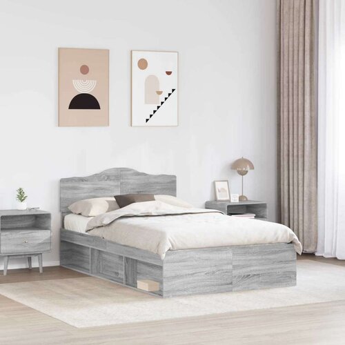  Okvir za krevet s uzglavljem Siva Sonoma 120 x 190 cm Slike