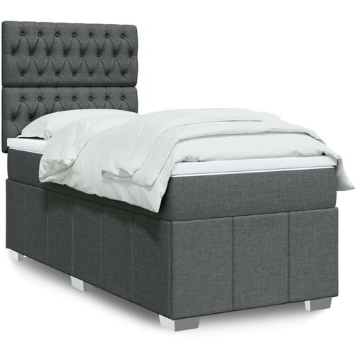 vidaXL Box spring postelja z vzmetnico temno siva 100x200 cm blago Cene