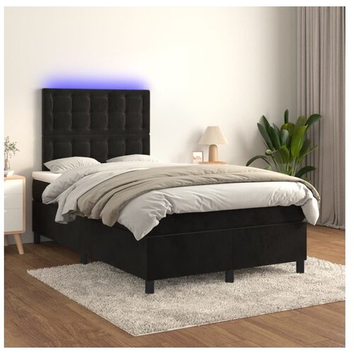  Box spring s madracem LED crni 120 x 200 cm baršun Cene