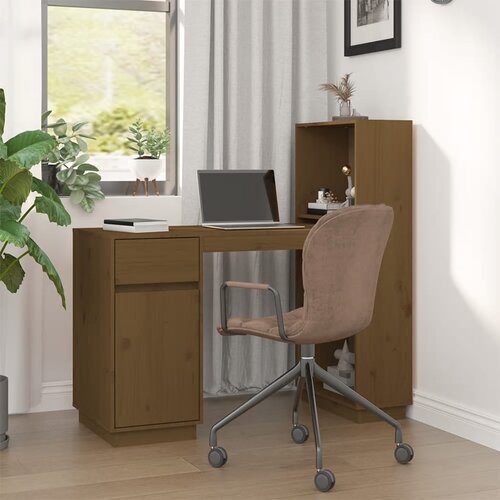 vidaXL Pisalna miza medeno rjava 110x53x117 cm trdna borovina Cene