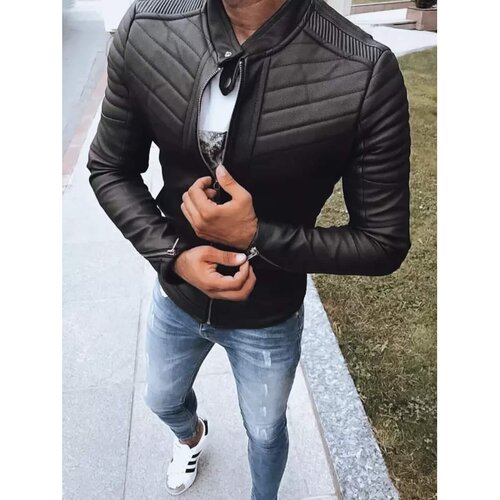 DStreet Black men's leather jacket TX4243 Cene