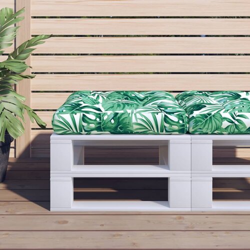 vidaXL Blazina za palete vzorec listja 60x60x12 cm blago Cene
