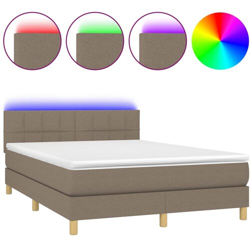 VidaXL Box spring postelja z vzmetnico LED taupe 140x190 cm blago, (20898782) Slike