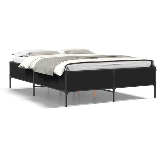 VidaXL Okvir kreveta crni 140 x 200 cm od konstruiranog drva i metala Slike
