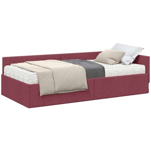  Kutni krevetni okvir s madracem Ostalo 2 pcs Crvena tkanina Slike