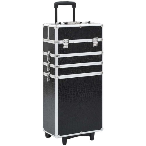 vidaXL Voziček za ličila iz aluminija črn s krokodiljim vzorcem Cene