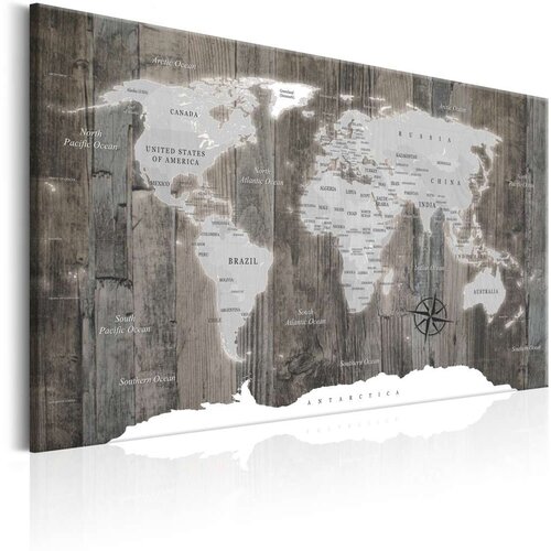  Slika - World Map: Wooden World 120x80 Slike