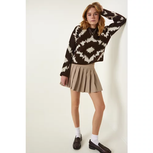 Happiness İstanbul Women's Brown Patterned Knitwear Sweater