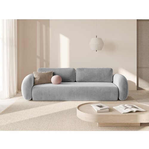 Cosmopolitan Design Svetlo siva žametna raztegljiva/s prostorom za shranjevanje sedežna garnitura 262 cm Tonale &amp;ndash; Slike