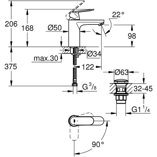 Grohe 23928000 Eurosmart Cosmopolitan Cold Start armatura za umivalnik Cene