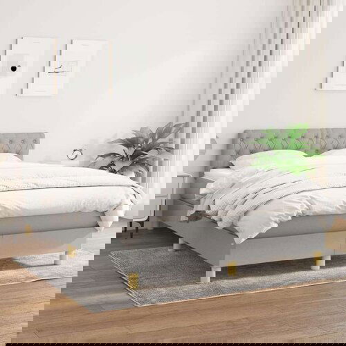  Krevet box spring s madracem svjetlosivi 140x200 cm od tkanine Slike