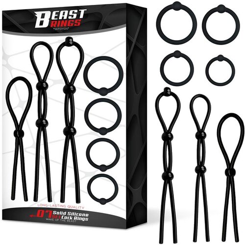 Beast Rings 07 Set Solid Silicone Cock Rings Black Slike