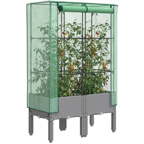 vidaXL Povišena gredica s pokrovom za staklenik 80 x 40 x 140 cm Cene