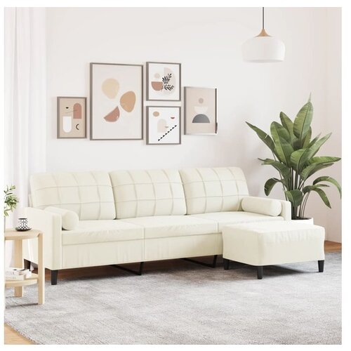 vidaXL Trosjed s tabureom Krem 210 cm baršunasti Cijene