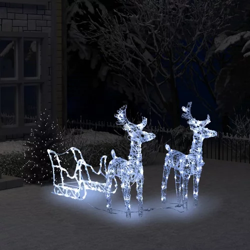 Ukrasni božićni sobovi i sanjke 240 LED žarulja 130 cm akrilni