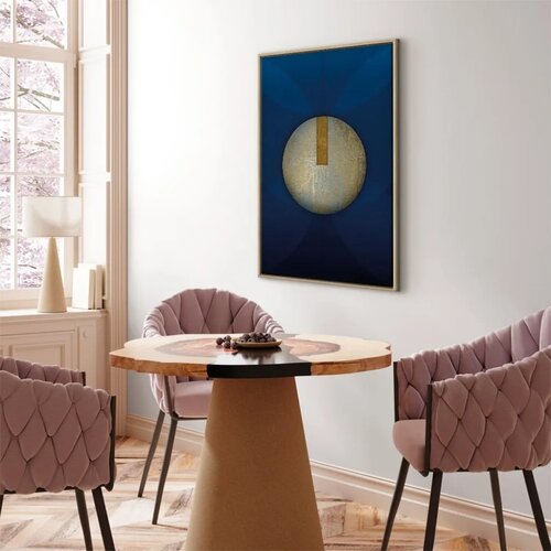  Slika - In the Shadow of Classic Blue (1-part) - Golden Circle in Abstraction 40x60 Slike