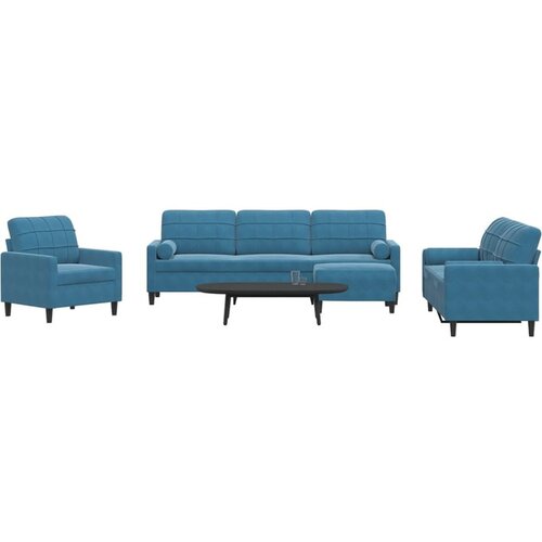 vidaXL 4-dijelni set sofa s jastucima plavi baršunasti Cijene