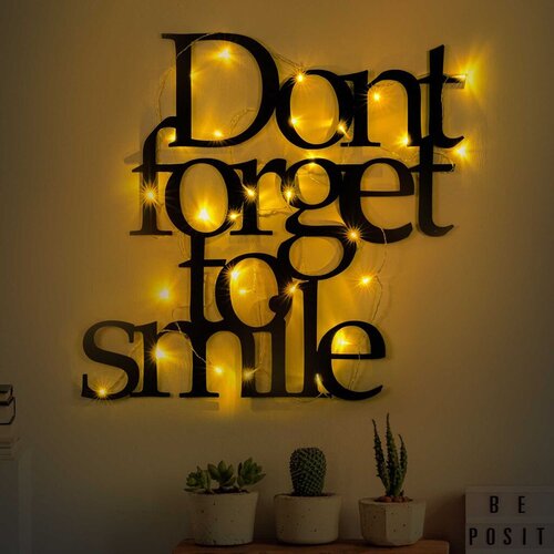 Wallity zidna dekoracija Dont Forget To Smile 183, 67x70cm, Crna Cene