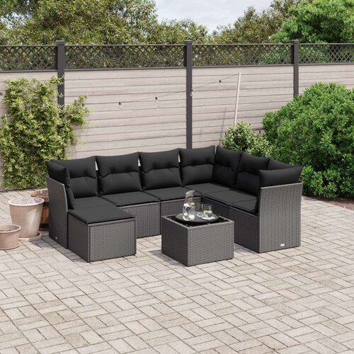  8-dijelni set vrtnih sofa od poliratana s jastucima crni Cijene