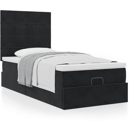 VidaXL Otomanski posteljni okvir z vzmetnicami črn 100x200cm žamet Slike