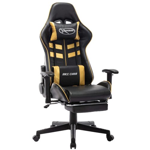 vidaXL Gaming stol z oporo za noge črno in zlato umetno usnje Cene
