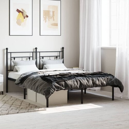  Metalni okvir za krevet s uzglavljem crni 135x190 cm Cijene