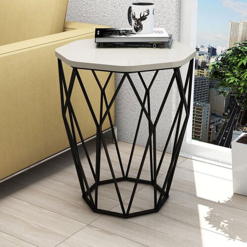 Woody Fashion Sofya - Cream CreamBlack Side Table Slike