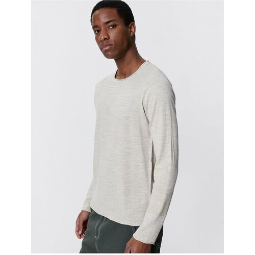 Koton Basic Knitwear Sweater Textured Round Neck Slim Fit Cene