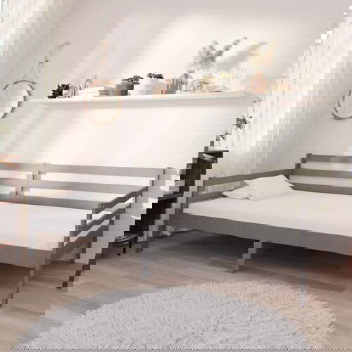 vidaXL Dnevni ležaj s madracem 90 x 200 cm sivi od masivne borovine Cijene