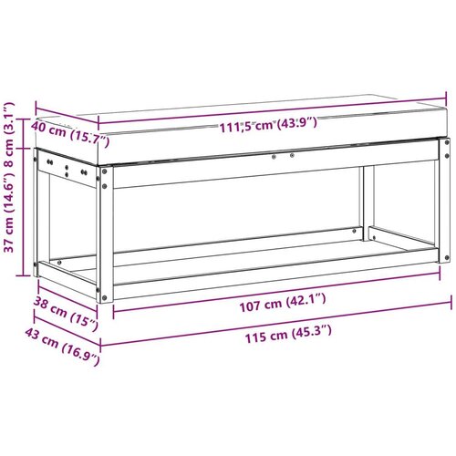  Vanjska stolica klupa s jastukom Prirodna 115 x 43 x 37 cm - Prirodno i bež 115 cm Otvoreno područje nogu Slike