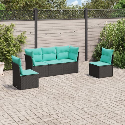 vidaXL 5-dijelni set vrtnih sofa od poliratana s jastucima crni Cene