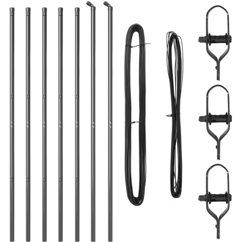 VidaXL Stebri za ograjo 7 kosov Siva &amp;Oslash;32 mm 190 cm Galvanizirano jeklo Slike