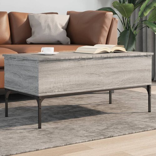 The Living Store Klubska mizica siva sonoma 100x50x45 cm inžen. les in kovina - Klubska Mizica, (21573108) Cene