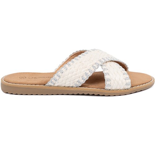 Shelvt White braided flip-flops on a flat sole Slike