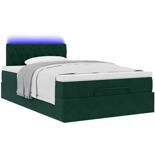  Otomanski krevet s madracem&amp;amp;LED tamnozeleni 120x200cm bar&amp;scaron;un Slike