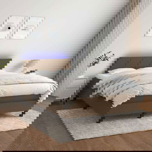  Krevet box spring s madracem LED tamnosmeđi 120x200 cm tkanina Slike