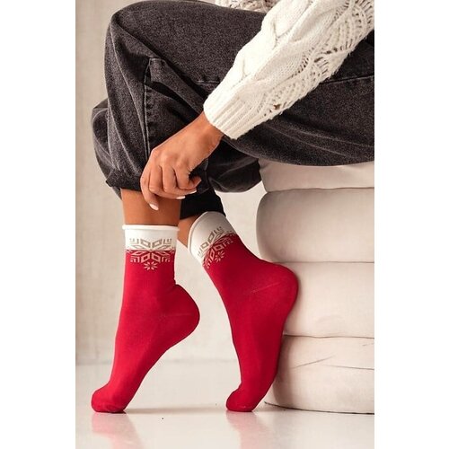 Milena Women's Christmas Half-frotte Socks UNIQUE Compression-free Star Red Cijene