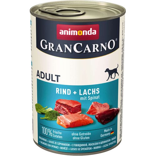 Animonda GranCarno konzerva za pse Adult govedina, losos i spanać 400g Slike