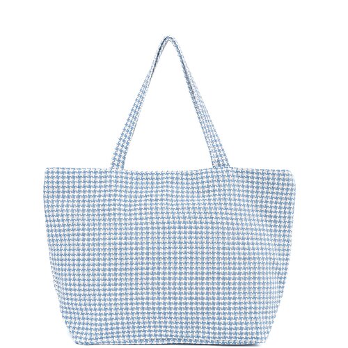 Shelvt Blue and white checkered beach bag Cene
