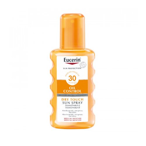 Eucerin Sun Dry Touch Oil Control prozorno pr&amp;scaron;ilo za sončenje SPF 30 200 ml Slike