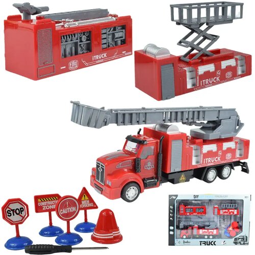 Magic Toys City Truck: Preoblikovljiv tovornjak gasilske postaje na kolesih z opozorilnimi tablami 19cm Cene