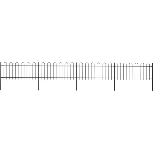  ograda s ukrasnim lukovima čelična 6,8 x 0,8 m crna