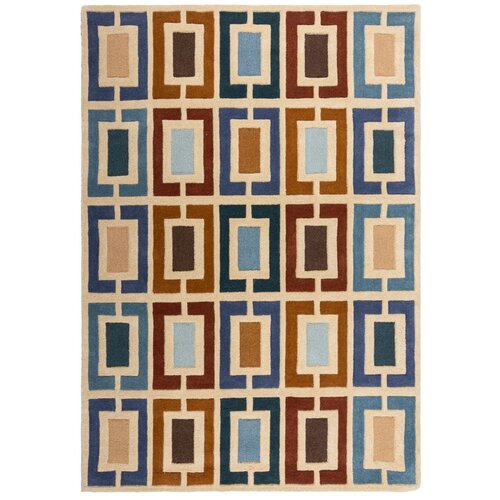 Flair Rugs Modra/oranžna ročno tkana volnena preproga 160x230 cm Retro Blocks &amp;ndash; Slike