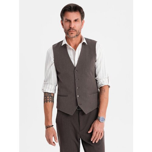 Ombre Men&amp;#039;s elegant SLIM FIT herringbone vest - graphite Slike