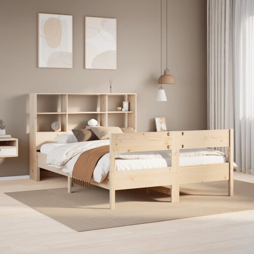 vidaXL Krevet s regalom za knjige bez madraca 150 x 200 cm od borovine Cijene