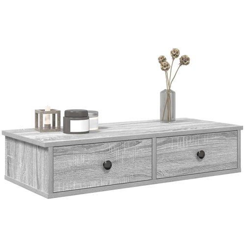 vidaXL Stenska polica s predali siva sonoma 80x34x17 cm inženirski les Cene