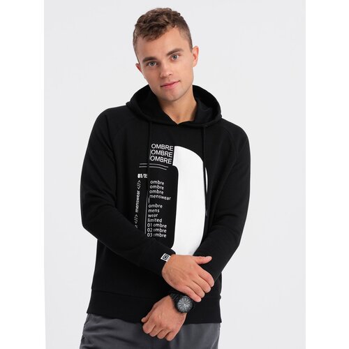 Ombre Men's printed HOODIE sweatshirt - black Cijene